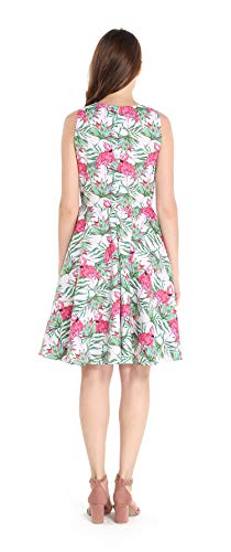 Matching Hawaiian Luau Mother Daughter Vintage Fit and Flare Dresses in Flamingo in Love3