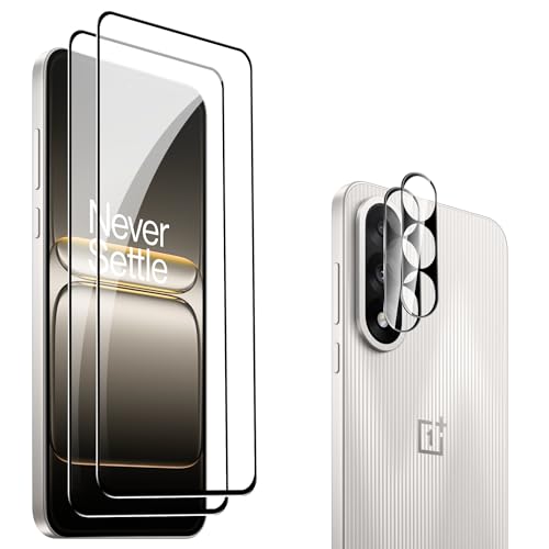 Heioloo 4 Piezas Protector Cristal Templado para OnePlus Nord 5, [2+2] Piezas Vidrio templado con Protector de Lente de cámara,Sin Burbujas, Dureza 9H Vidrio Templado, Arañazos