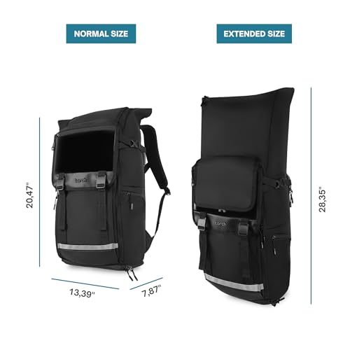 torch Travel Laptop Backpack 35L – TSA Friendly Flight Approved Bag for Men & Women, Carry-On Expandable Hiking Backpack with Rain Cover, Shoe Compartment – Fits 15-Inch Laptop – Dinam(Black)2