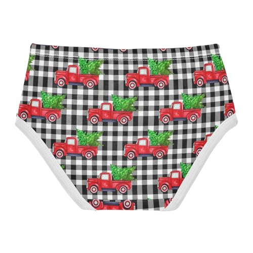 Joisal Cotton Toddler Girls Underwear Red Trucks Christmas Trees Plaid Cute Panties Girl Animals Briefs Girls Undies 2t2