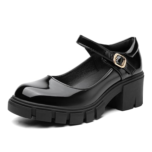 NEWBELLA Women's Mary Jane Platform Pumps Black