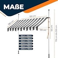KESSER® Klemmmarkise mit Handkurbel Balkon | Balkonmarkise ohne Bohren | Markise UV-beständig höhenverstellbar & wasserabweisend | Sonnenschutz für Balkon Terrasse & Garten, Terrassenüberdachung 150cm – Ansicht 5