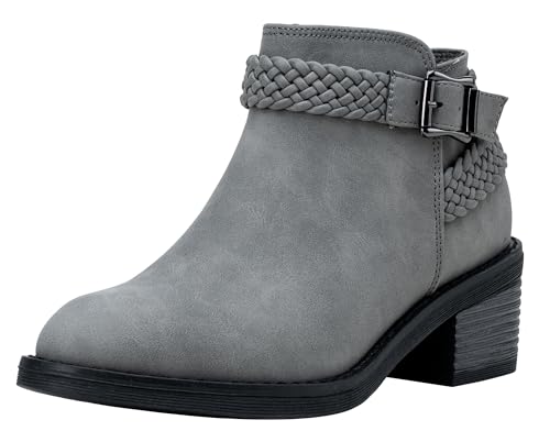 Jeossy Women's Ankle Boots, Low Heel Short Booties, Dress Fall Boots with Inner Zipper