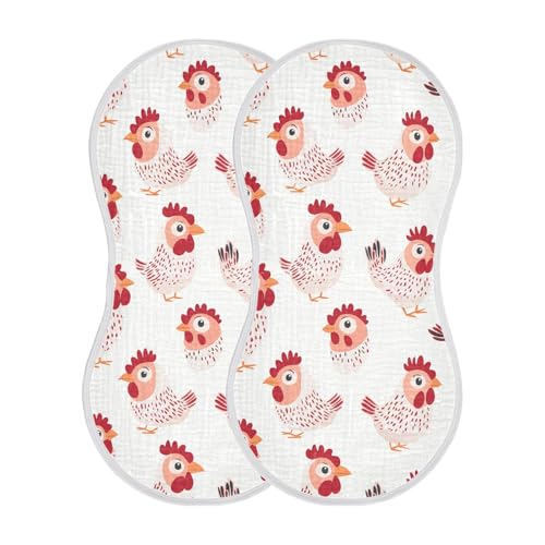 Sweet Chickens Cotton Burp Cloths Baby Breathable washcloths for Gender Neutral Set of 2, 22x11in