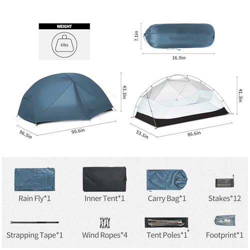Image of Naturehike Mongar Upgraded 1 /2 /3 Person Backpacking Tent,Waterproof Lightweight Camping Tent with Footprint
