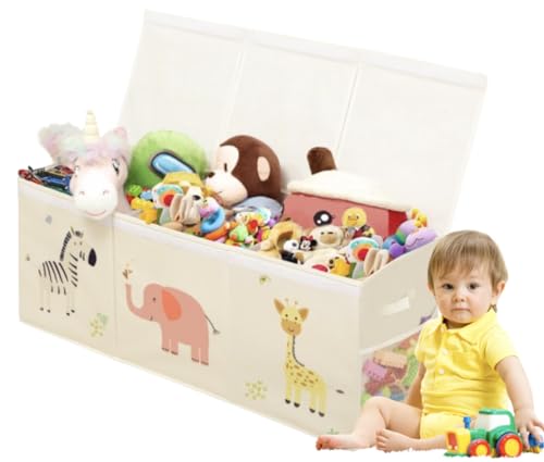 Image of Nelio Extra Large Toy Chest - Big toy box for girls, Toy boxes for kids extra large, Decorative toy storage boxes with lids, Toy organizers and storage for Bedroom, Playroom, Nursery 40" Lx14 Wx16 H