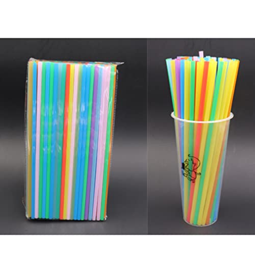 Image of Healeved Food Grade Plastic Straws 200 Pcs Flat Mouth Straight Drinking Straws for Parties Everyday Use