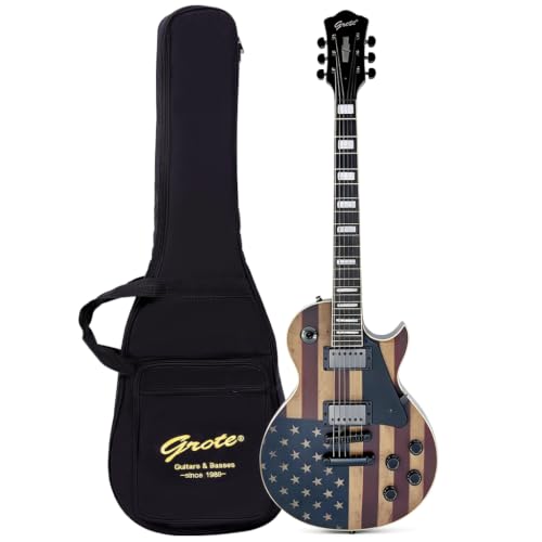 Image of Grote LP Electric Guitar Maple Body Vintage US Flag HH Pickups with Gigbag