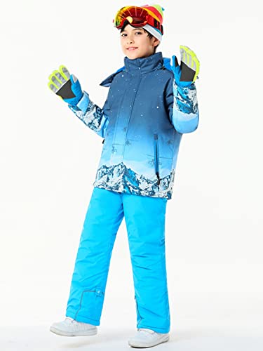 Image of WOWULOVELY Big Boy's 2-Piece Colorblock Snow Pants and Jacket Snowsuit Ski Suit