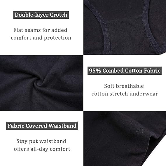 Image of DIVING DEEP Women's Briefs, 4 Pack, High Waisted Underwear, Comfortable Cotton Panties
