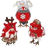 Cllayees 3 Pack 6 Inch Christmas Table Decorations - Small Bird Figurines, Red Cute Xmas Ornaments for Table Top, Desktop, Mantel, Kitchen Decor, Holiday, Winter Party Gifts