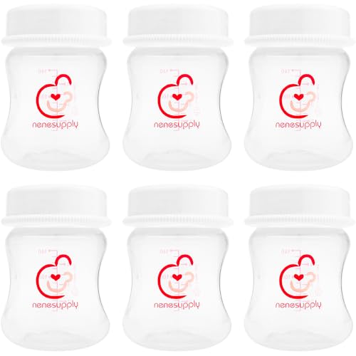 Image of Nenesupply 4.7oz 6pc Wide Neck Breastmilk Storage Bottles Breast Pump Bottles Use on Pumping with Spectra S1 S2 Synergy Gold Breast Pumps Collection Replace Spectra Bottles for Pumping Wide Mouth