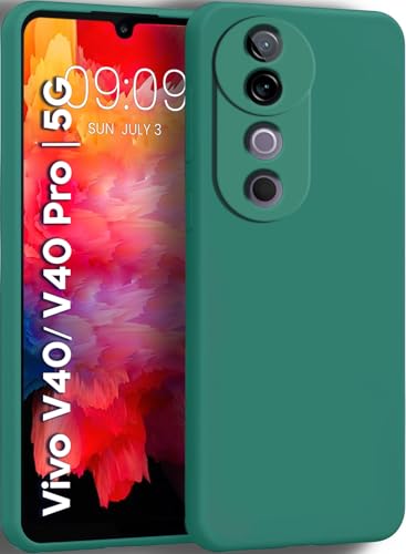 Image of TRUEUPGRADE Liquid Silicone Designed Back Case Cover for Vivo V40 / V40 Pro / T3 Ultra 5G | Microfiber Inside, Full Protection | Bumper Back Cover Case for Vivo V40 / V40 Pro / T3 Ultra 5G - Green