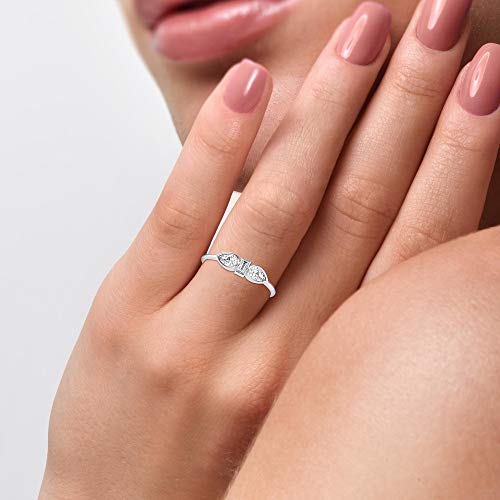 Certified 3 Stone Diamond Ring In 14K White/Yellow/Rose Gold With Pear & Baguette Natural Diamond Anniversary Ring For Women | Birthday Ring For Your Love | Fancy Ring For Her (0.79 Cttw, Ij-Si) #TOP4
