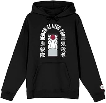 Bioworld Demon Slayer Corps Tanjiro Earring Long Sleeve Black Adult Hooded Sweatshirt-XL