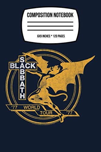 Composition Notebook: Black Sabbath World Tour 77 120 Wide Lined Pages - 6" x 9" - College Ruled Journal Book, Planner, Diary for Women, Men, Teens, and Children