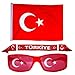 Produktbild Murago - Türkei Party Fanset 3-Teilig - Deko Fanartikel Flagge Fahne ca. 60x90 cm groß Schal Fußball EM Sonnenbrille Bayrak Fußball Fanpaket