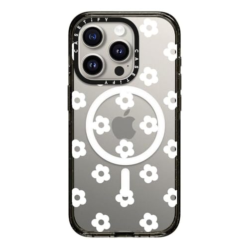 CASETiFY �C���p�N�g iPhone 15 Pro �P�[�X [MIL�K�i���� (4x MIL-STD-810G) / 2.5m����̗����������N���A / MagSafe �ɑΉ�] - �ԕ� Print - Ditsy Daisies - White 