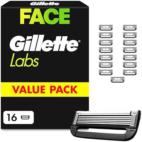 Gillette Labs Rasierklingen Herren, 16 Original Ersatzklingen, Schwarz | Nassrasierer, Klingen Kompatibel mit Allen Labs Rasierern, Inkl. Heated Razor