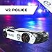 Coemo Kinder Autobett V2 Police Kinderbett 90x200 im Rennwagen super Streifenwagen Design mit LED Beleuchtung und Lattenrost für Jungen und Mädchen - Betten Farbe Weiß