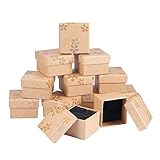 Paket beinhaltet: 12 Pack Kraft Square Karton Schmuckschatullen mit Blumendekoration, perfekt fur Schmuck-Prasentation und Geschenk-geben