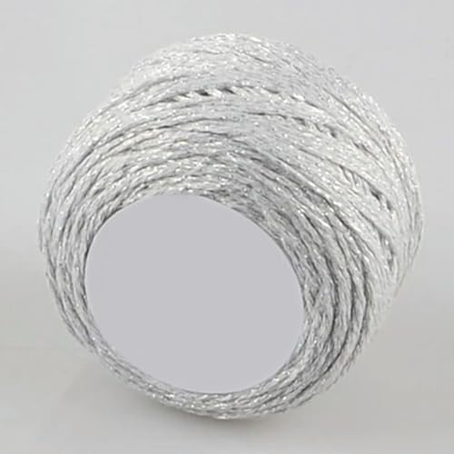 VICIYOO Hilo de algodón Metalizado de 50 g y 150 m para Tejer, Hacer Ganchillo, Tejer a Mano, Hilo Hueco para Bricolaje, Hilo Metalizado para Tejer a Mano