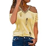 suitable for everyday wear, Lámina de la Pluma del Hombro del Verano de Las Mujeres con la Manga Corta Suelta