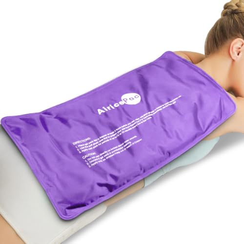 Image of AiricePac Extra Large Gel Flexible Back Ice Packs for Injuries Reusable, 11 inchx 20 inch Cold Compress Therapy Wrap for Knee Leg Neck Shoulder Hip Back Pain Relief, Swelling, Bruises, Surgery, Purple