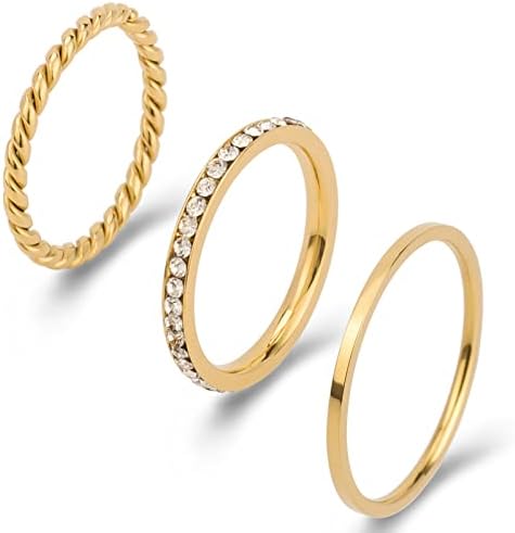 Joacii Engagement Rings for Women 18K Gold Plated Knuckle Rings Aesthetic Rings Set Comfort Fit Size 8