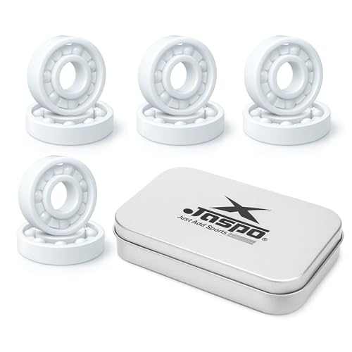 Image of JASPO UltraSpin Full Ceramic Bearing, ABEC-9 Precision 8x22x7 mm, Ultra-Smooth, High-Speed Performance, Ideal for Inline-Roller Skates-Speed Skates-Skateboards - White - 9g Lightweight (Pack Of 8pc)