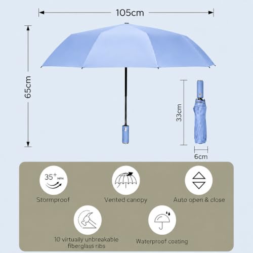 Image of Umbrella, UV Big Size Umbrella for Sun Protection Rain Windproof Strong Large 3 Fold For Men Women Kids Boys Girls Perfect & Stylish Windproof & Compact