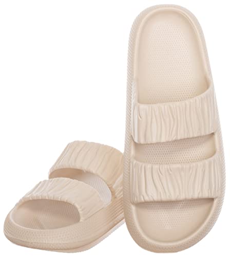 Brandsseller Hausschuhe Damen Pantoletten Doppel Band Badeschuhe Hohe Weiche Phylon Slipper