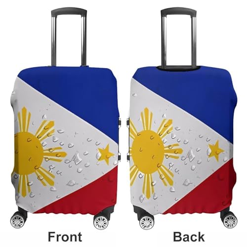 Philippines Flag with Water Drop Travel Luggage Cover for Suitcase 19-32 Inches Elastic Washable Baggage Protector3