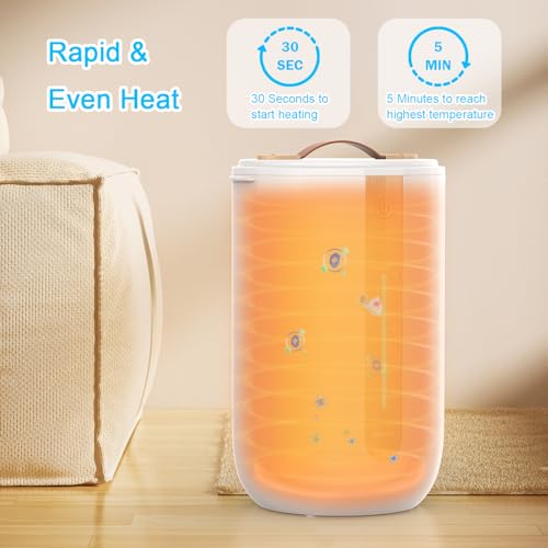 Keenray Towel Warmer for Bathroom, Towel Warmer Bucket with Heating Progress Bar, Fragrant Disc Holder, Leather Handle, Auto Shut-Off Towel Bucket Fits Up to Two 40" x 70" Towels, Bathrobes, Blankets