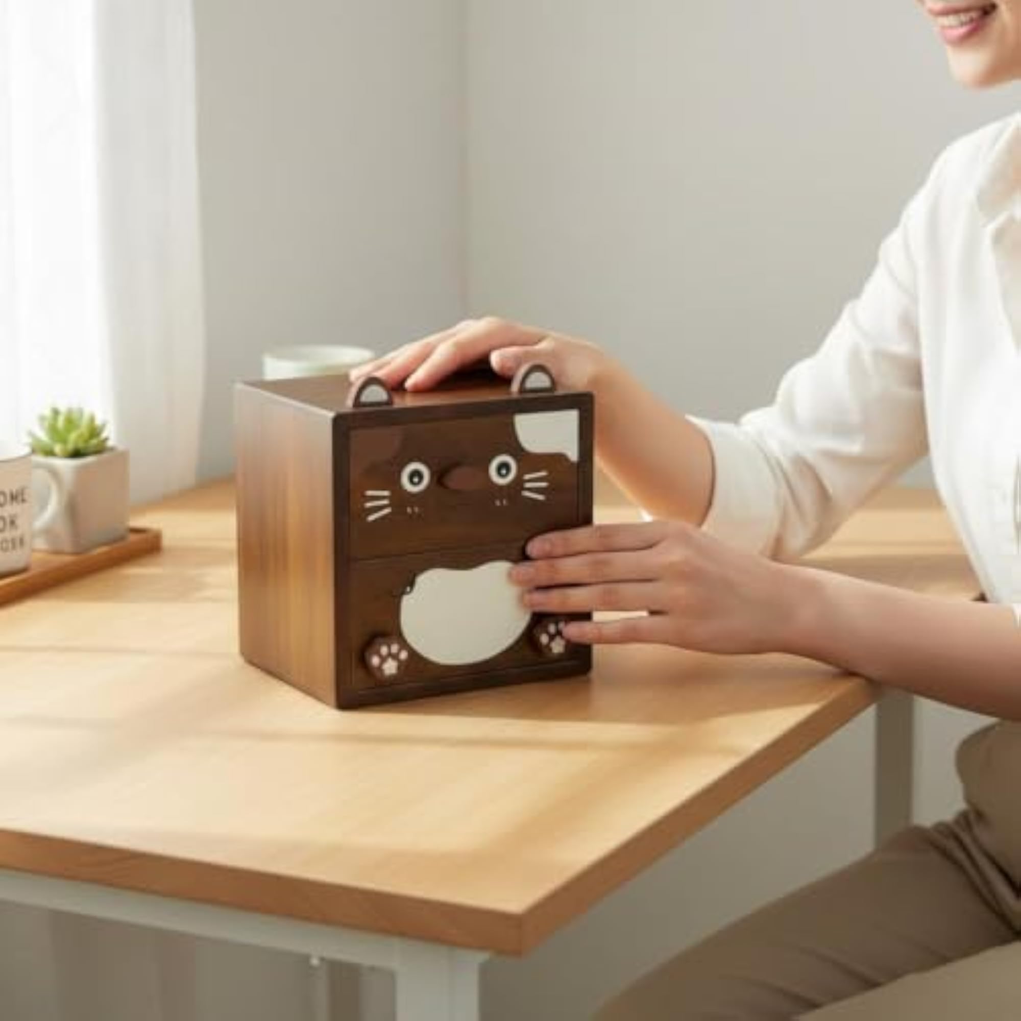 Solid Wood Wooden Makeup Organizer, Great Idea Gift