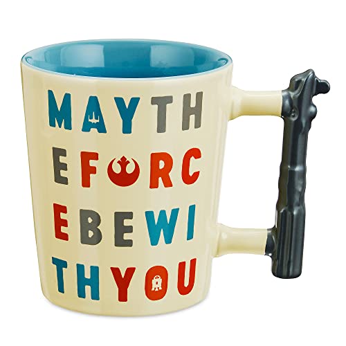 Disney Tasse Star Wars « May the Force be with you » de Store, 625 ml, tasse en grès brillant avec logos et poignée inspirée du sabre laser, passe au lave-vaisselle et au micro-ondes