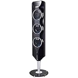 Ozeri 3x Tower Fan (44') with Passive Noise Reduction Technology, Black with Chrome Accent