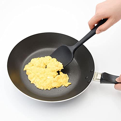 Image of Baskety Silicone Spatula 3-Piece Set, High Heat-Resistant (UP to 480F), Non-Stick Spatulas with Stainless Steel Core Mixing Cooking & Baking Black
