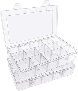SGHUO 2 Pack Clear Plastic Washi Tape Storage Box, Jewelry and Crafts Compartment