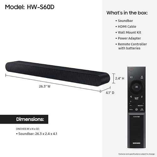 Samsung HW-S60D/ZA 5.0Ch Soundbar W/Wireless Dolby Atmos Audio thumb #1