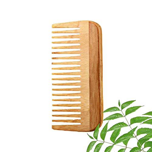 Image of TRESSENCE Organic Neem Wood Anti Dandruff Hair Comb Combo (pack of 4) Natural & Eco-Friendly | Hair Styling Comb with Fine & Wide Teeth Comb | Made in India