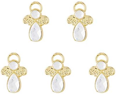 Gold Toned Glass Angel Lapel Pins, 1 Inch, Pack of 5