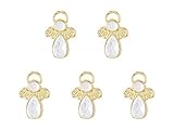 Gold Toned Glass Angel Lapel Pins, 1 Inch, Pack of 5