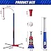 HYES 3-in-1 Baseball Set for Kids 3-5 - Tee Ball Stand, Hanging Tee, Ball Launcher and 6 Softballs - Adjustable Height, Indoor/Outdoor Sport Gifts for Boys, Blue