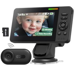 Elzeeo Wireless Baby Car Camera with 1080P Advanced Night Vision and 32H Battery, No Wi-Fi Needed Easy Setup Car Baby Monitor with Video Recording Adjustable Angle, Newborns Travel Essentials Gifts