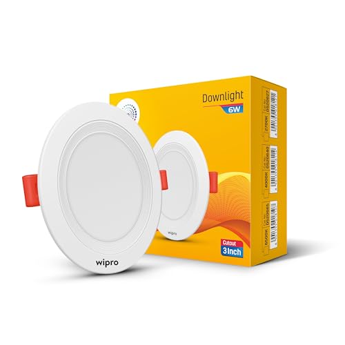 wipro 6W Alpha Downlight for Junction Box | Red |3 inch Cutout, 22mm Height | Surge Protection Upto 350 VA | High Voltage Protection Upto 4KV | Pack of 1