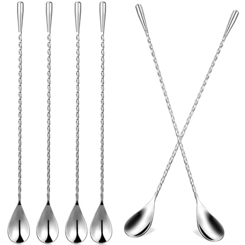OFFSCH Cucharas De Mezcla De Acero Inoxidable Set De 6 Cucharas Largas De Para Cócteles Batidos y á Utensilios De Cocina Reutilizables Para Bar y Cocina