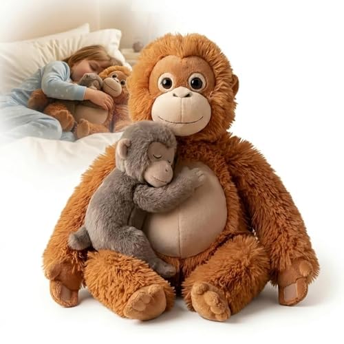 【Set Coccoloso Mamma e Cucciolo di Scimmia】 Il nostro set di peluche scimmia Orangutan include un grande Punch Monkey e un piccolo cucciolo di scimmia che si coccola tra le sue braccia. Il set offre un'esperienza di gioco vivace e realistica, perfetta per abbracciare e per giocare con fantasia. Il peluche scimmia offre momenti indimenticabili di affetto.