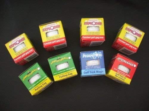 Lot 8 Trick Golf Balls Jokes Exploding, Mist, Wobble, Streamer