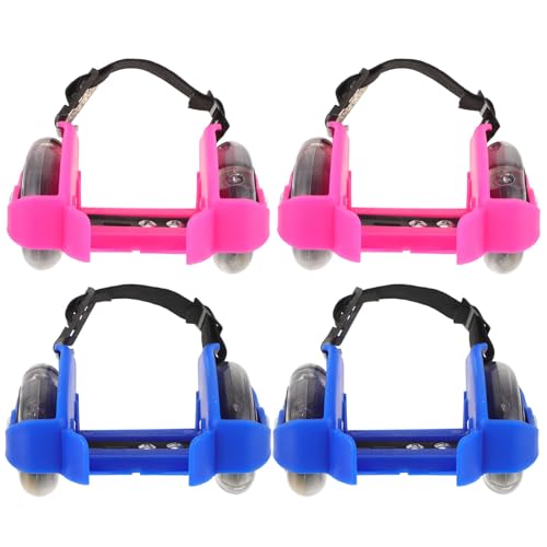 POPETPOP 2 Pairs Heel Wheel Skates with Lights Jet Wheelies Adjustable Roller Heel Skates with Hook and Loop Strap for Kids